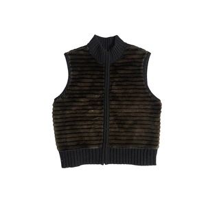 Nina Leonard brown fur vest